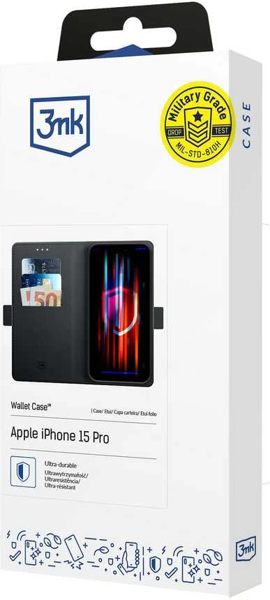 3mk Wallet Apple iPhone 15 Pro - dėklas telefonui juodos spalvos