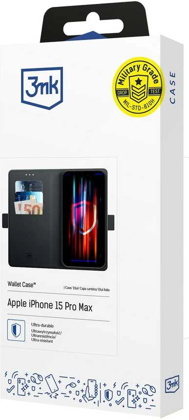 3mk Wallet Apple iPhone 15 Pro Max - dėklas telefonui juodos spalvos