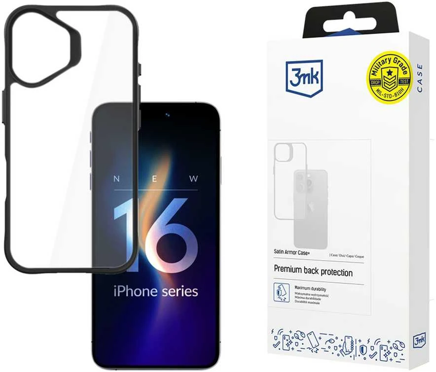 3MK SatinArmor+ Dėklas Apple iPhone 16 6.1 karinės paskirties