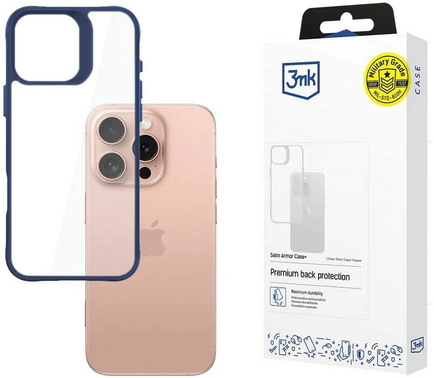 3MK SatinArmor+ Dėklas Apple iPhone 16 Pro 6.3″ mėlynas Military Grade