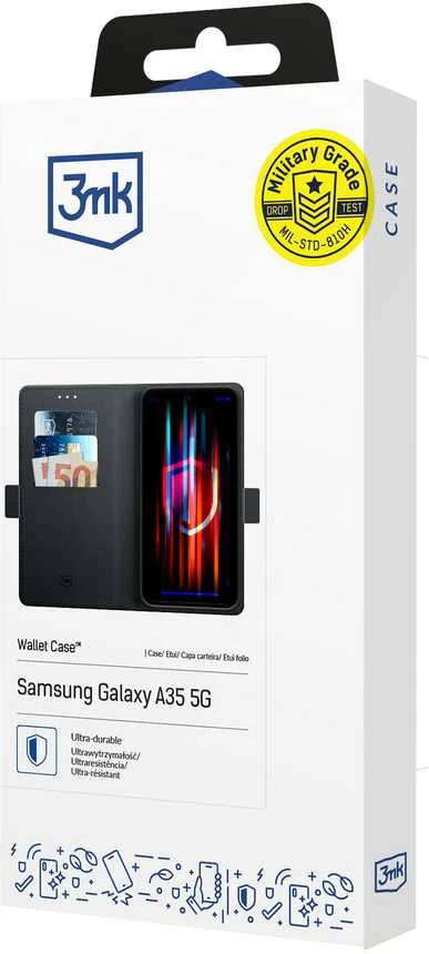 3MK Wallet Dėklas Samsung Galaxy A35 5G juodos spalvos