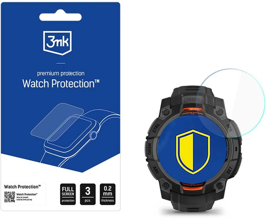 3Mk „Garmin Instinct 3 Tactical Edition“ 45 mm (saulės energija) – 3 mk laikrodžio apsauga su „FlexibleGlass“