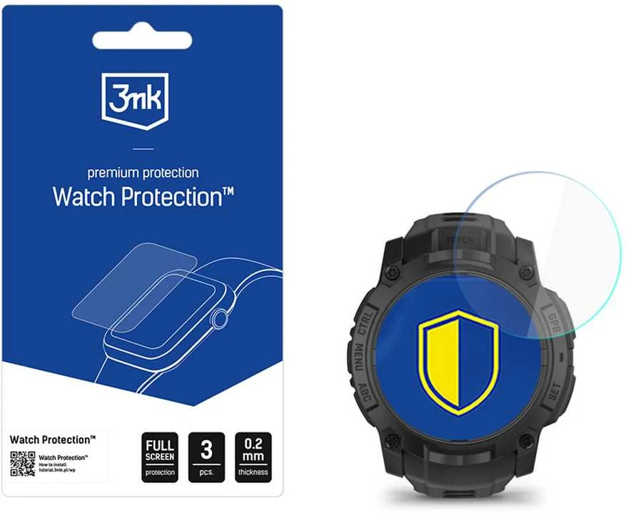 3Mk „Garmin Instinct 3 Tactical Edition“ 50 mm – 3 mk laikrodžio apsauga su „FlexibleGlass“ stiklu