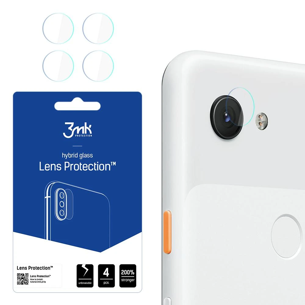 HIBRIDINIS STIKLAS 3MK LANKSTUSIS STIKLAS LĖŠAS GOOGLE PIXEL 3A, SKIRTA KAMERAI 4 PCS.