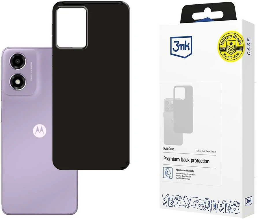 3MK Matt Dėklas Motorola Moto E14/G04/G04S juodos spalvos