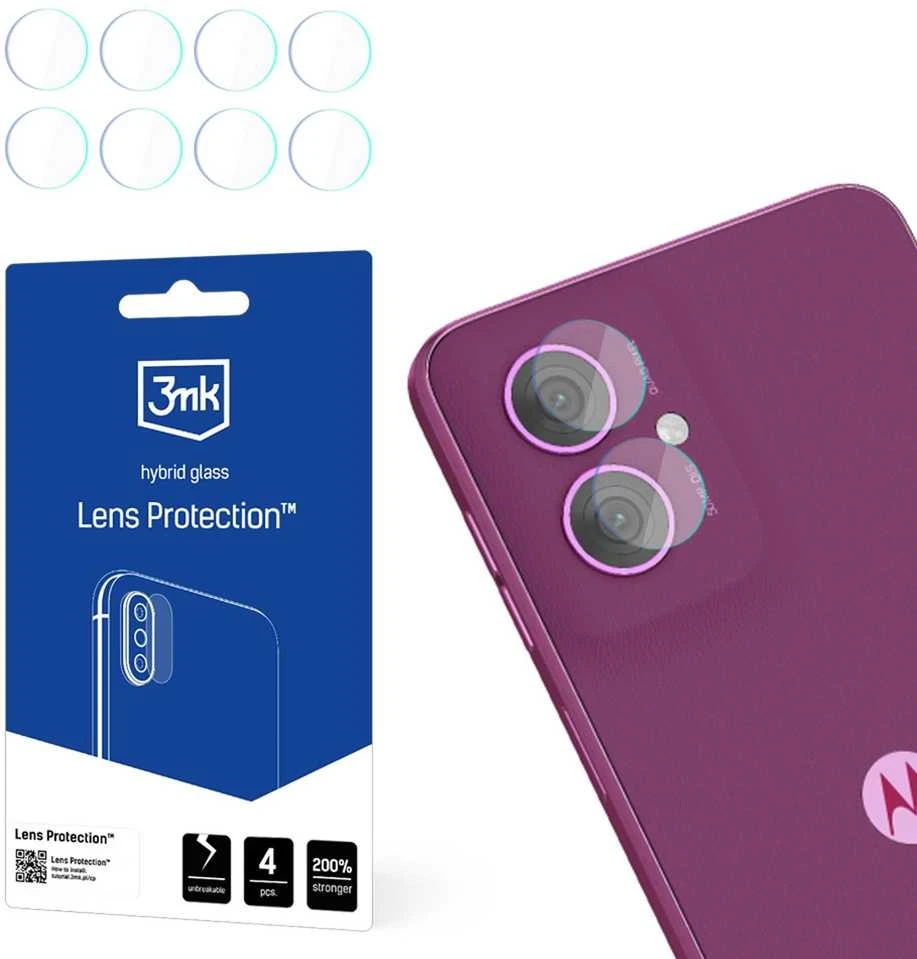 3mk objektyvo apsauga - Kameros objektyvo stiklas, skirtas Motorola Moto G55 5G (4 komplektai)