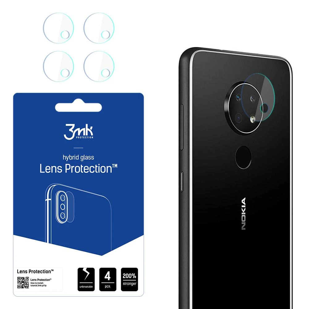 HYBRID GLASS 3MK FLEXIBLE GLASS LENS NOKIA 6.2 FOR CAMERA 4 PCS.