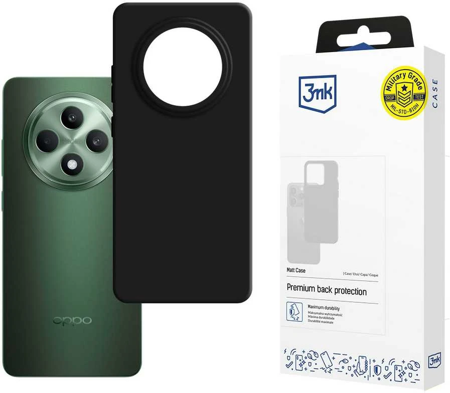 3MK matinis dėklas Oppo Reno 12 F juodos spalvos