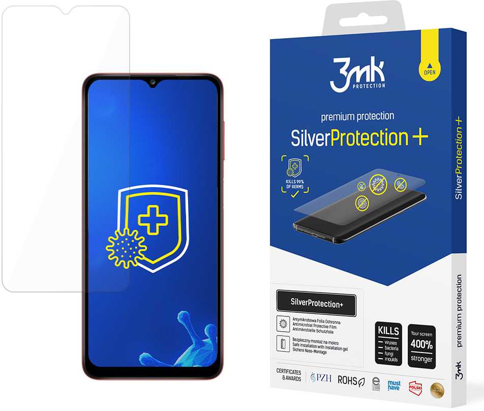 3MK Sidabrinis Protect+ Samsung, Galaxy A12, folija, skaidrus, montuojamas šlapiu būdu