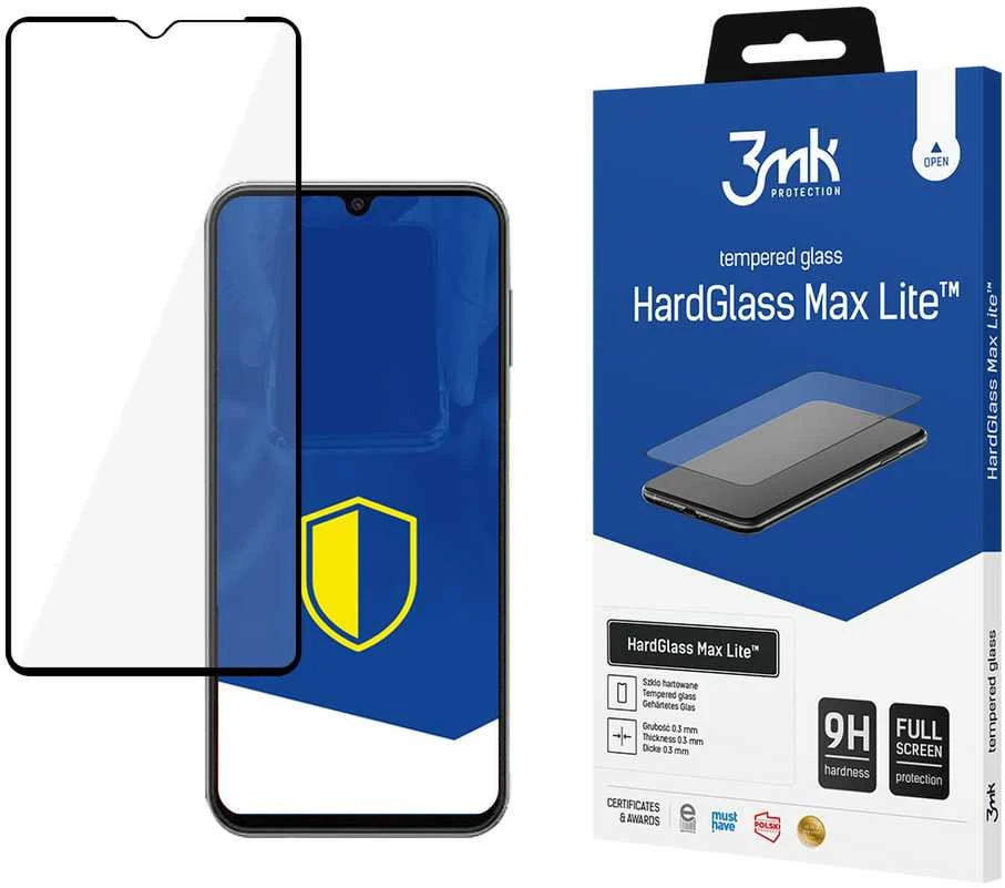 LCD apsauginis stikliukas 3mk Hard Glass Max Lite Samsung A145 A14 4G/A146 A14 5G juodas