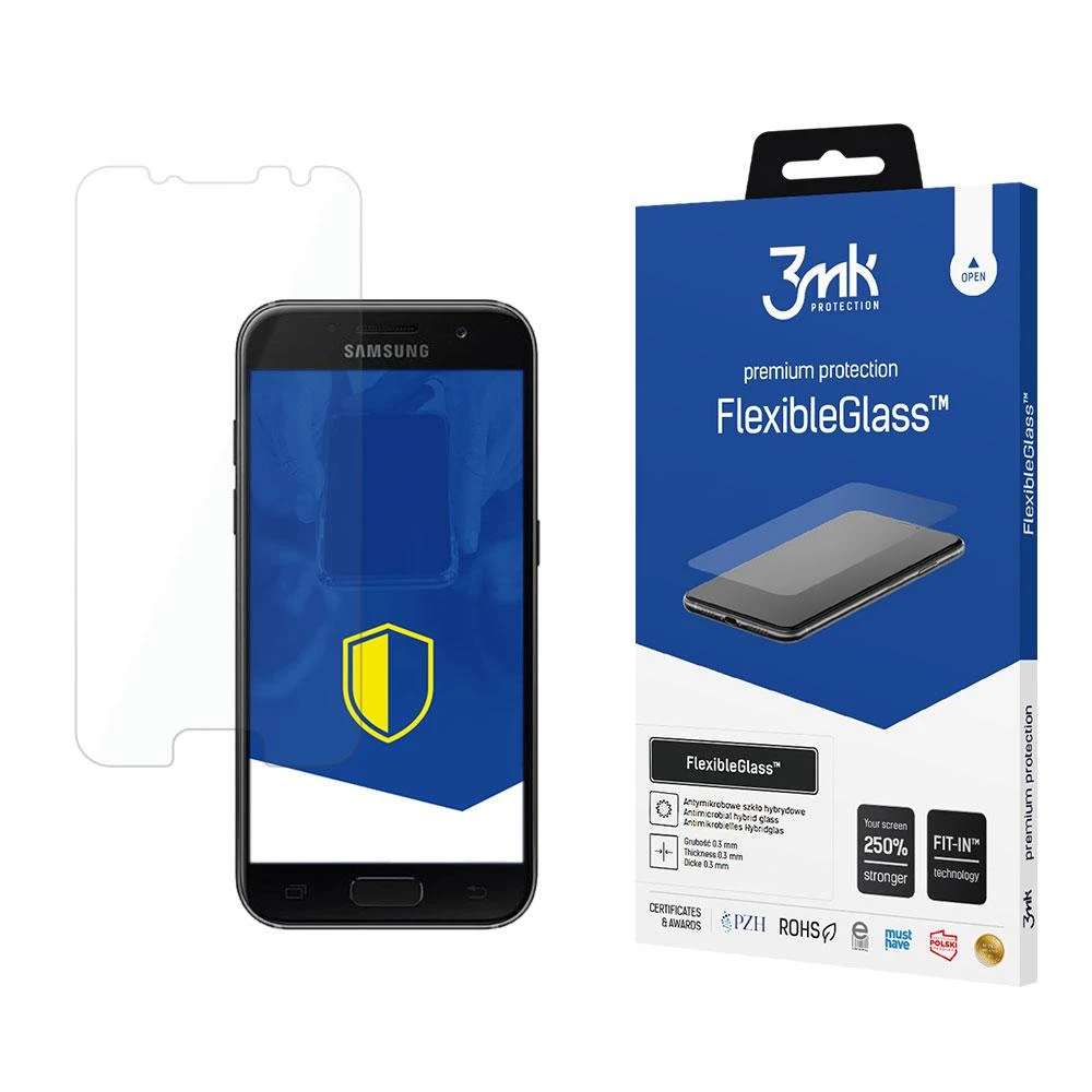 3MK FlexibleGlass ekrano apsauga, Samsung, Galaxy A3 2017, hibridinis stiklas, skaidrus