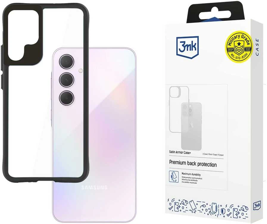 3mk Satin Armor Case+ Samsung Galaxy A35 5G - dėklas telefonui skaidrus dėklas telefonui juodos spalvos frame