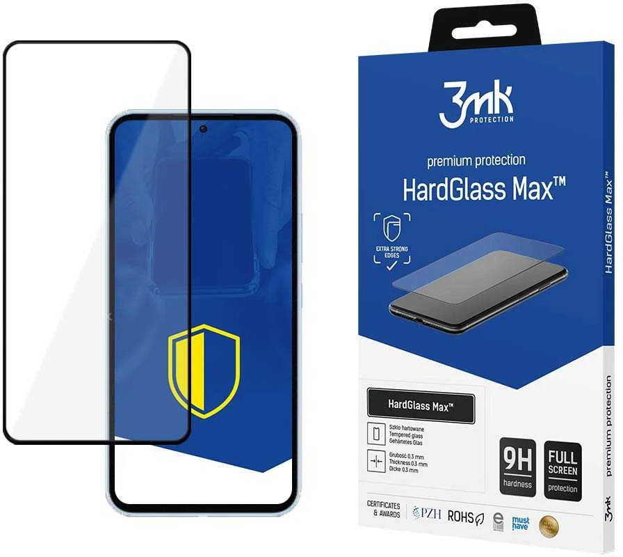 3MK HardGlass Max Samsung Galaxy A35 / A55 5Gjuodos spalvos, viso ekrano stiklas