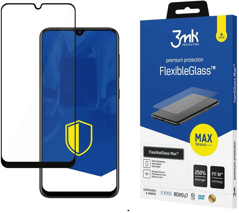 3mk hibridinis stiklas FlexibleGlass Max, skirtas Samsung Galaxy A50 juodas rėmelis