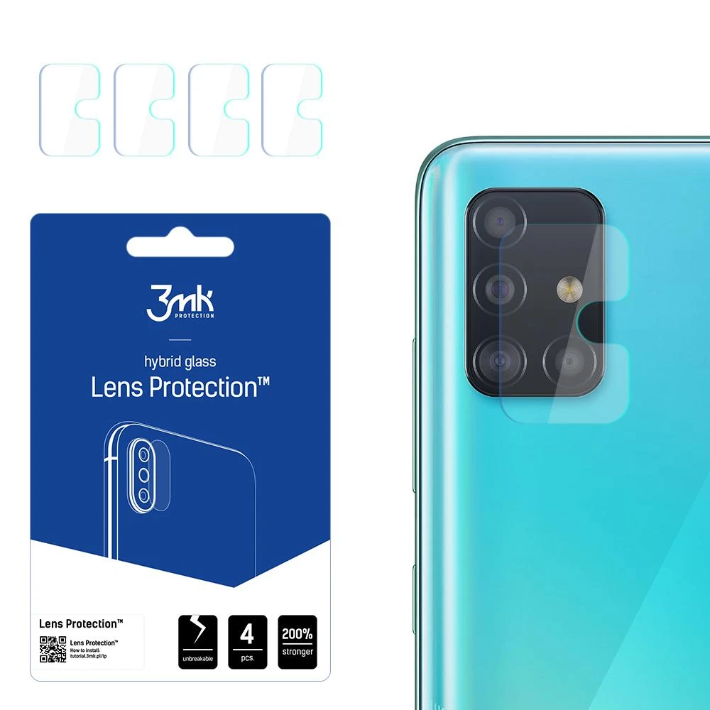 HYBRID GLASS 3MK FLEXIBLE GLASS LENS SAMSUNG GALAXY A51 FOR CAMERA 4 PCS.