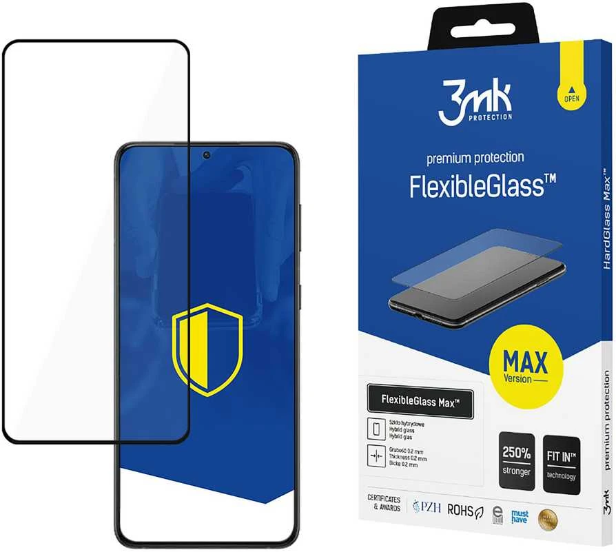 3MK FLEXIBLEGLASS MAX SAM S906 S22 PLUS JUODA / Juodas