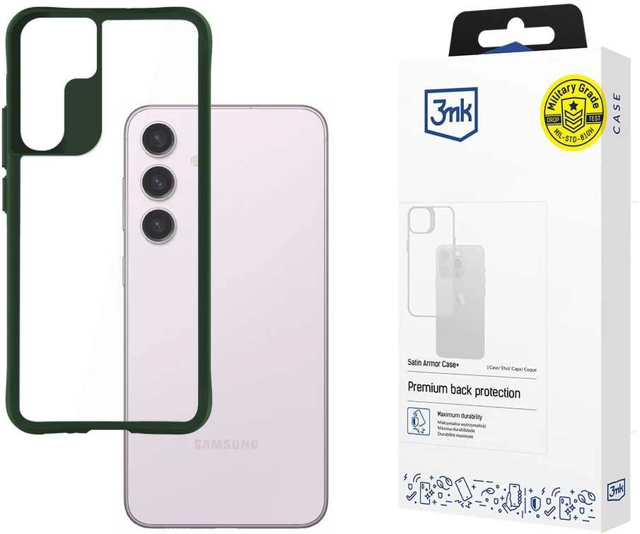 3mk Satin Armor Case + žalias apsauginis dėklas, skirtas „Samsung Galaxy S24“