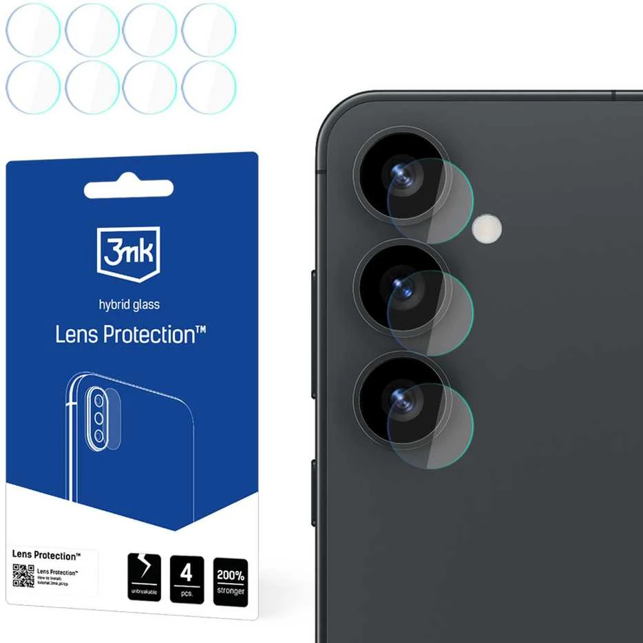 3mk objektyvo apsauga - fotoaparato objektyvo stiklas, skirtas „Samsung Galaxy S25“ (4 komplektai)