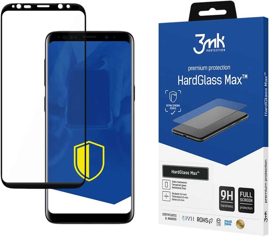 3MK HardGlass Max 3D ekrano apsauga, Samsung, Galaxy S9, grūdintas stiklas, skaidrus/Juodas