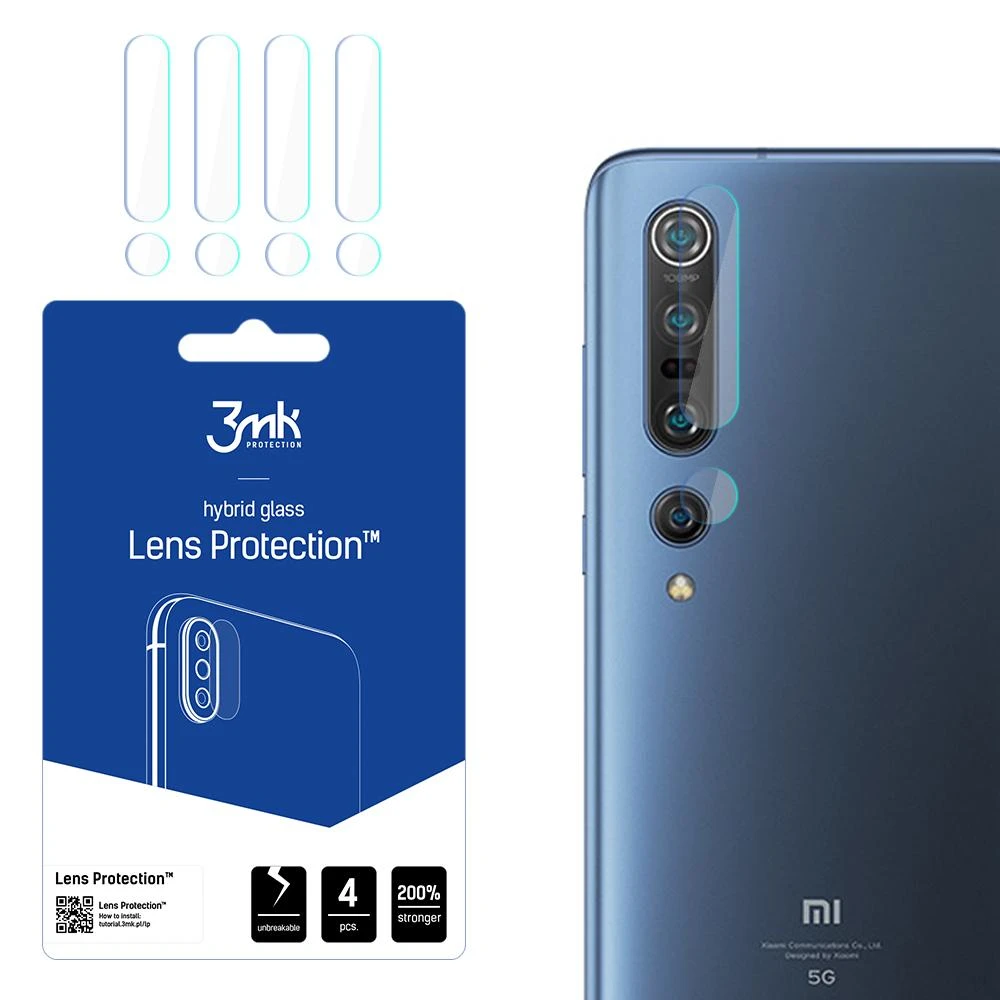 HYBRID GLASS 3MK FLEXIBLE GLASS LENS XIAOMI MI 10 PRO FOR CAMERA 4 PCS.