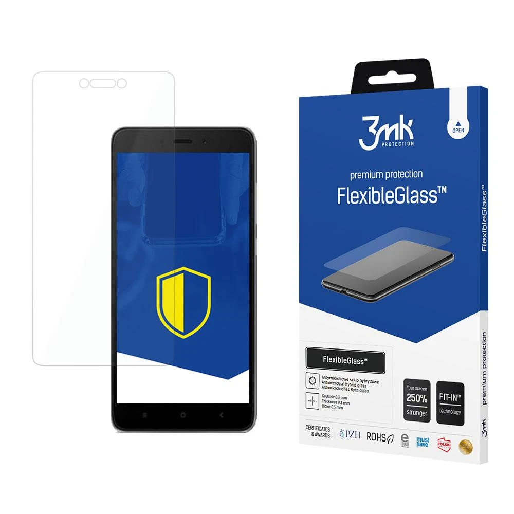 3MK FlexibleGlass Ekrano apsauga, Xiaomi, Redmi Note 4 Global, Hibridinis stiklas, Skaidrus