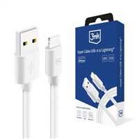 3MK Hyper Cable USB-A į Lightning 1.2m 5V/2.1A 12W baltos spalvos