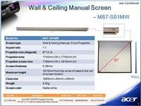 Acer M90-W01MG projektoriaus ekranas 2,29 m (90") 16:9
