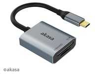 Akasa USB 3.2 Gen1 Type-C dvigubas kortelių skaitytuvas – sidabrinis
