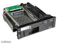Akasa 5,25 colio lizdas, skirtas 1x 3,5" ir 1x 2,5" plius 2x USB 3.0