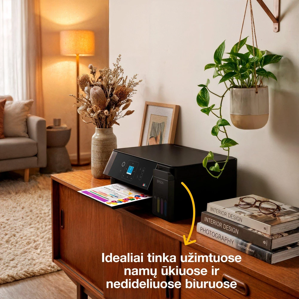 Daugiafunkcis rašalinis spausdintuvas Epson EcoTank L3361, A4, spalvotas, Wi-Fi, Wi-Fi Direct, AirPrint, LCD ekranas, juodas | C11CL63419