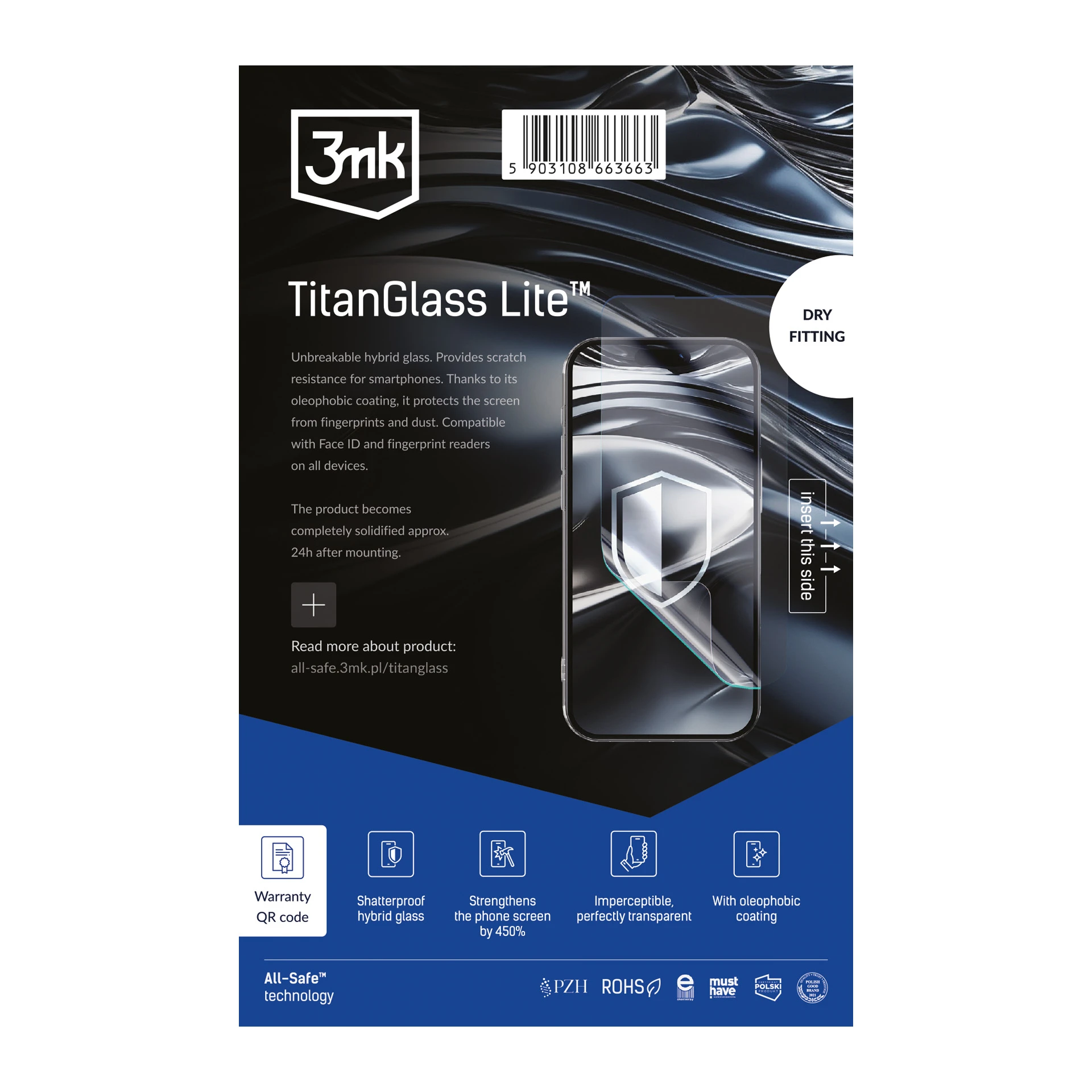 3Mk Protection All-Safe - AIO TitanGlass Lite Phone Dry Fitting 5 pcs aprašymas - Prekės nuotrauka