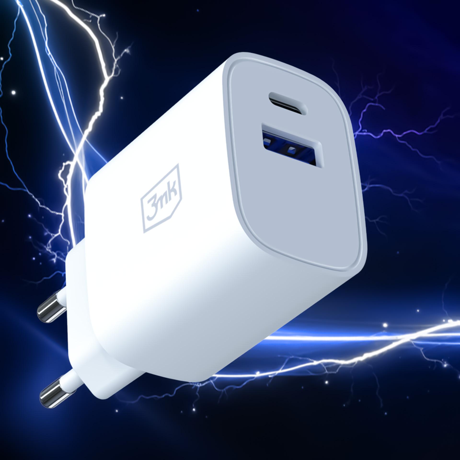 3mk FlowPower 30W 1A1C PD 3,0 QC4+ balta aprašymas - Prekės nuotrauka