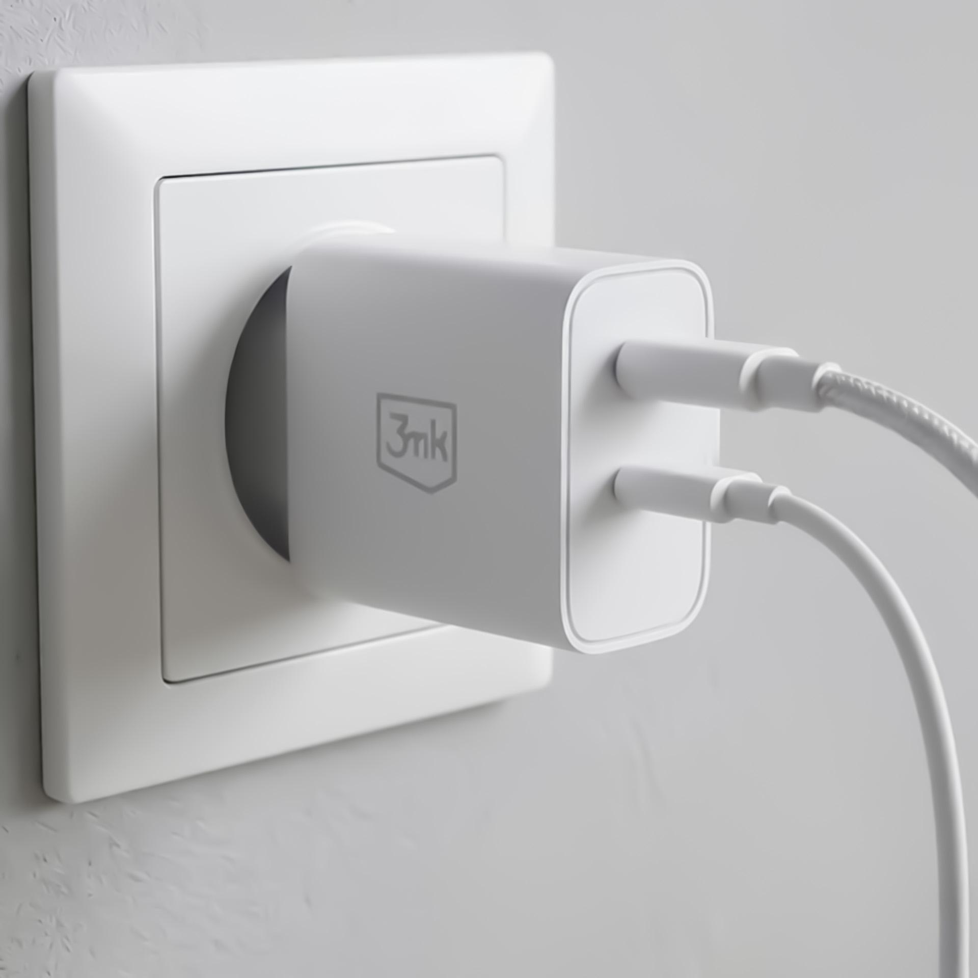 3mk FlowPower 45W 1A1C PD3.0 QC4+ balta aprašymas - Prekės nuotrauka