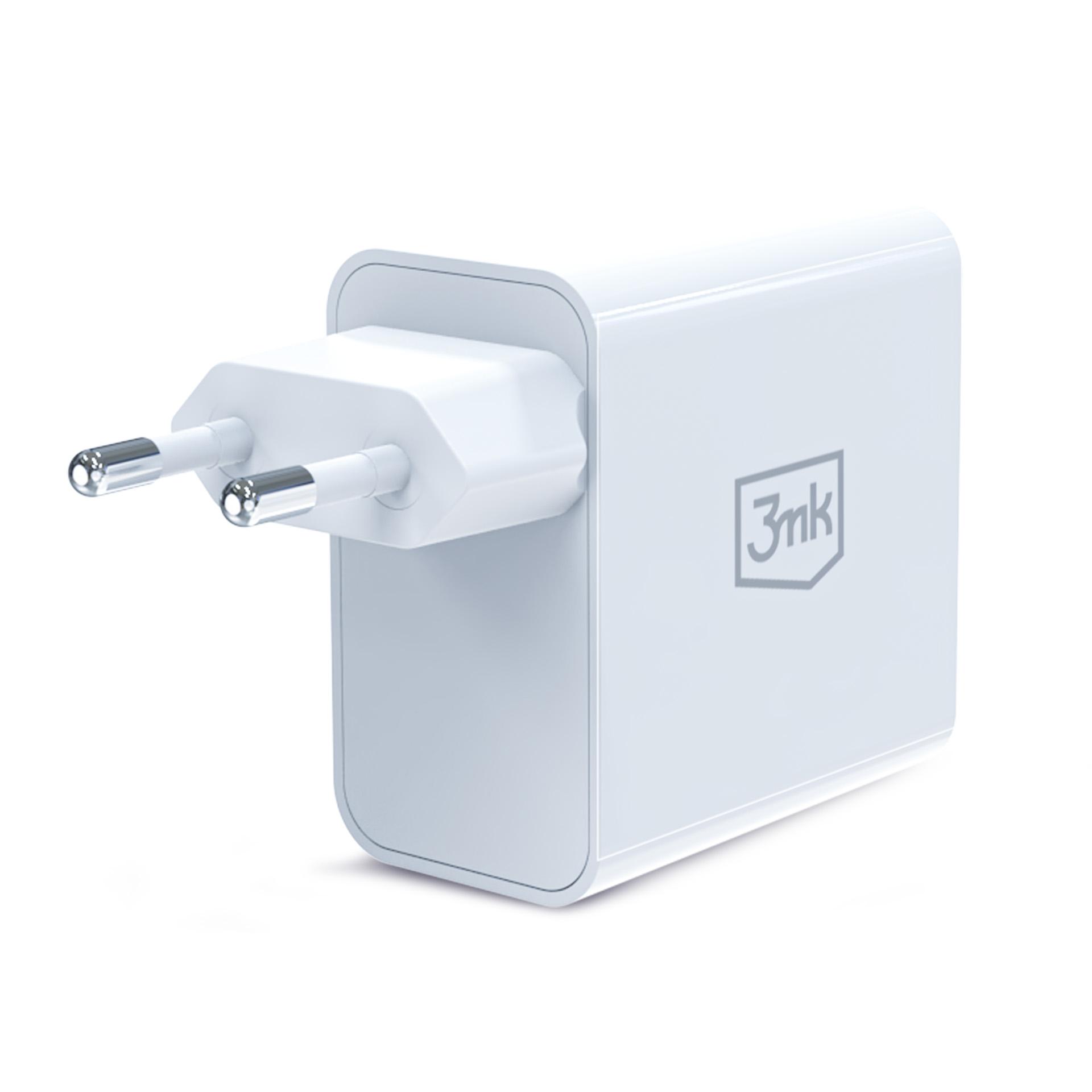 3mk FlowPower 45W 1A1C PD3.0 QC4+ balta aprašymas - Prekės nuotrauka
