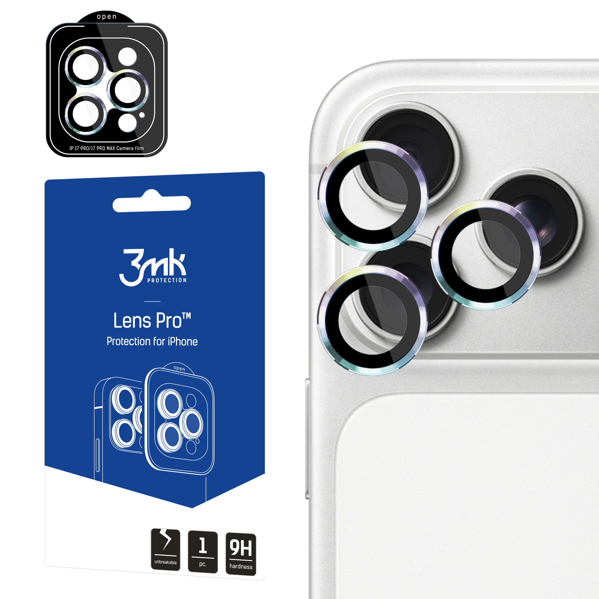 Ochrona na objektyvas aparatu 3MK Lens Protection Pro do Apple iPhone 18 Pro /18 Pro Max rainbow aprašymas - Prekės nuotrauka