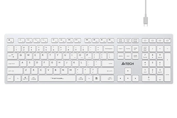 A4tech FBX50C, belaidė biuro klaviatūra, balta aprašymas - Prekės nuotrauka