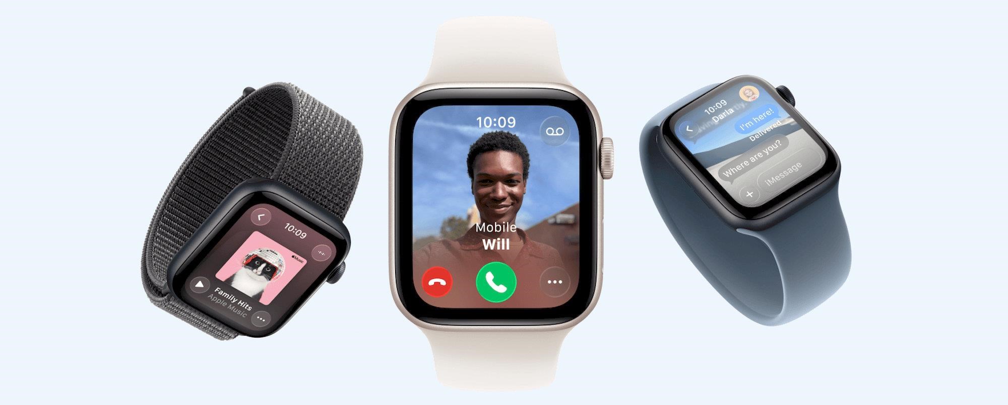 Išmanusis laikrodis „Apple Watch SE 3 GPS“, 40 mm, aliuminio korpusas su vidurnakčio spalvos sportiniu dirželiu – M/L aprašymas - Prekės nuotrauka
