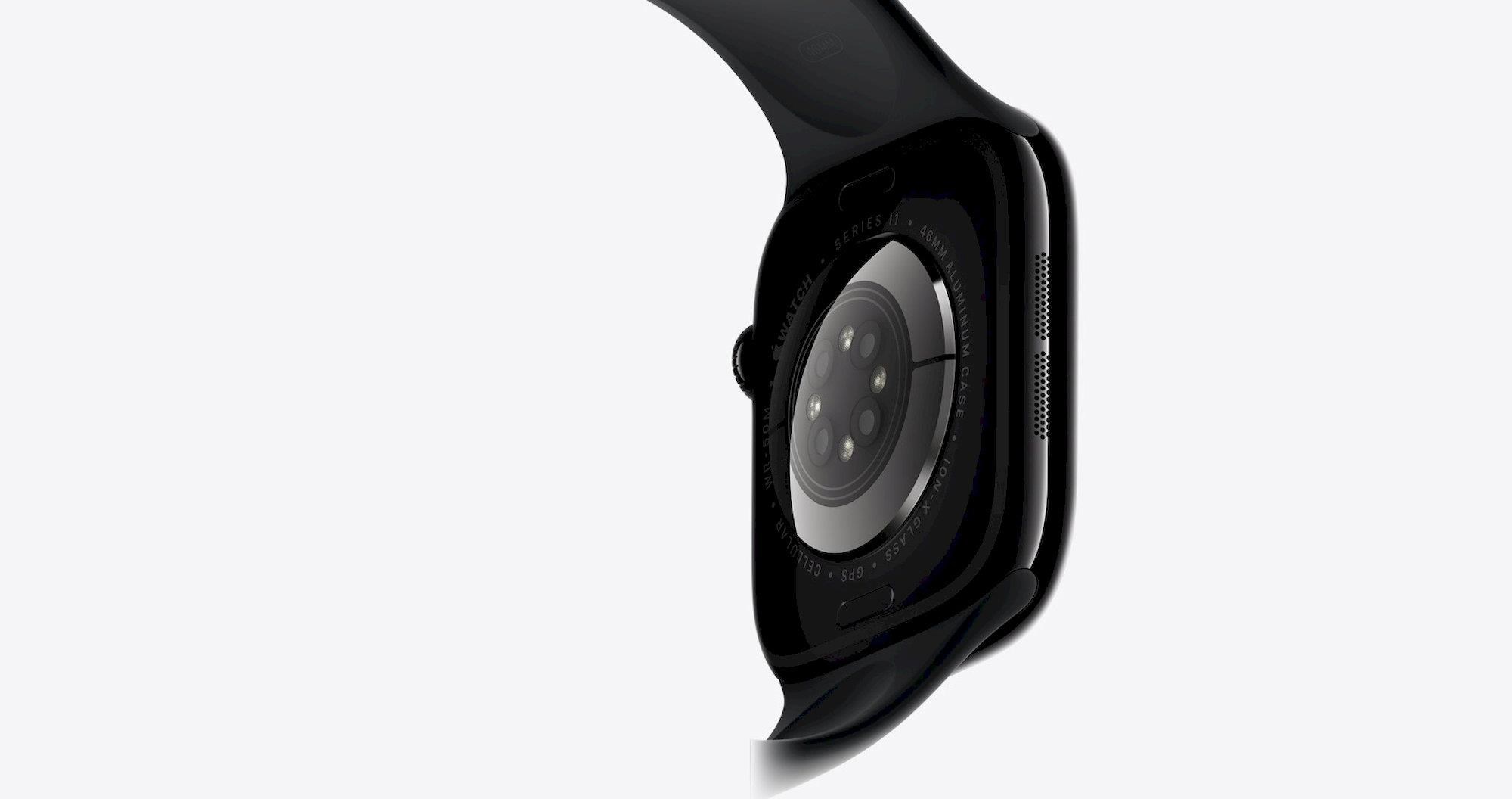 Išmanusis laikrodis Apple „Watch Series 11 GPS“, 42 mm, juodo aliuminio korpusas su juodu sportiniu dirželiu – M/L aprašymas - Prekės nuotrauka