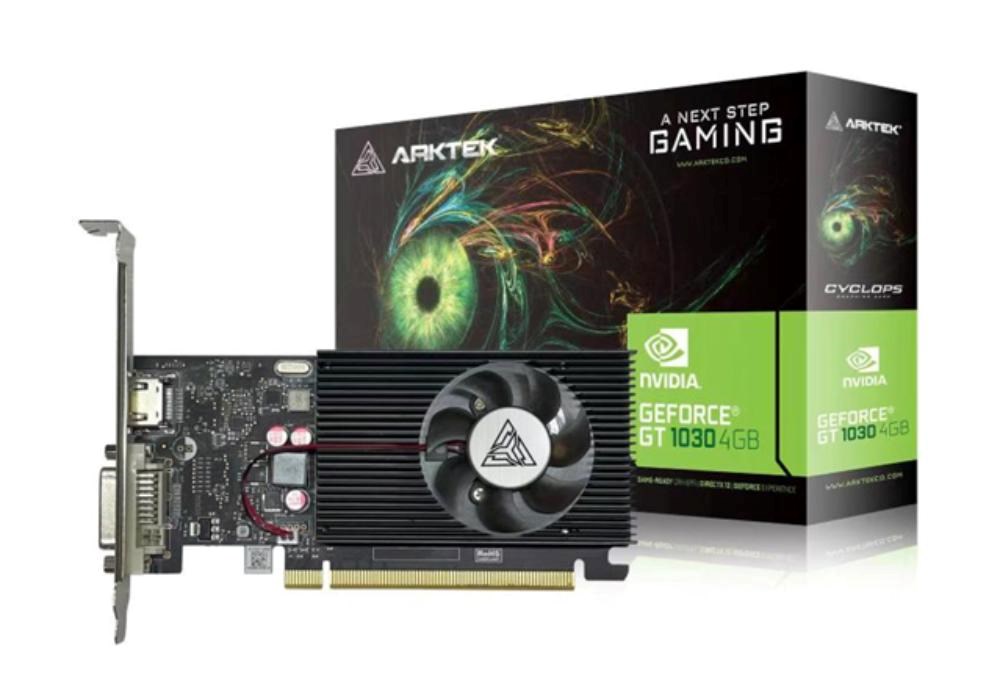 Meta ARKTEK VGA NVIDIA GeForce GT 1030 4GB, GT 1030, 4GB DDR4, 1xHDMI, 1xDVI aprašymas - Prekės nuotrauka