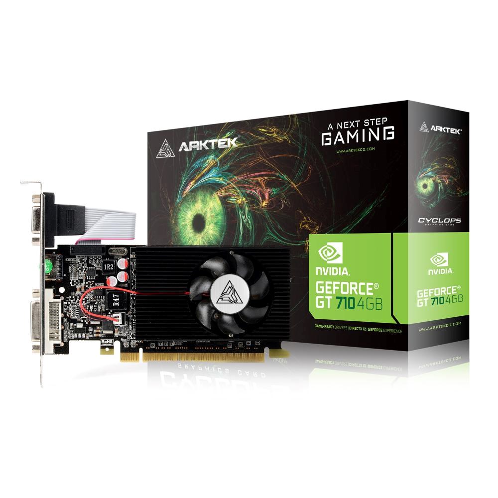 Meta ARKTEK VGA NVIDIA GeForce GT 710 4GB, GT 710, 4GB DDR3, 1xHDMI, 1xDVI, 1xVGA aprašymas - Prekės nuotrauka