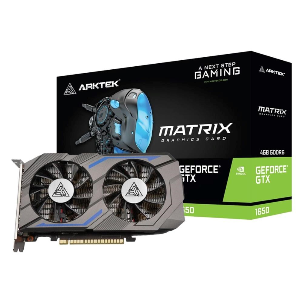 Meta ARKTEK VGA NVIDIA GeForce GTX 1650 Matrix 4GB, GTX 1650, 4GB GDDR6, 1xDP, 1xHDMI, 1xDVI aprašymas - Prekės nuotrauka