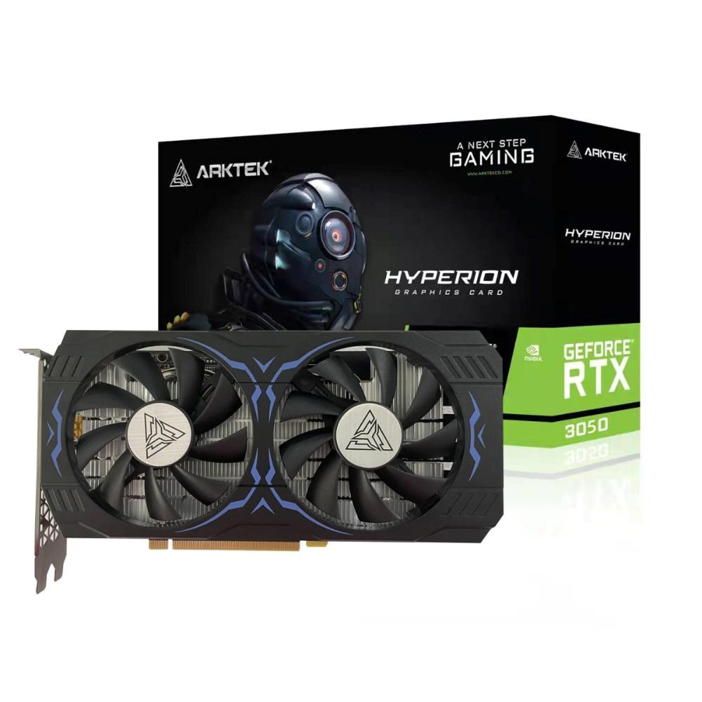 Meta ARKTEK VGA NVIDIA GeForce RTX 3050 Hyperion 8GB, RTX 3050, 8GB GDDR6, 1xDP, 1xHDMI, 1xDVI aprašymas - Prekės nuotrauka