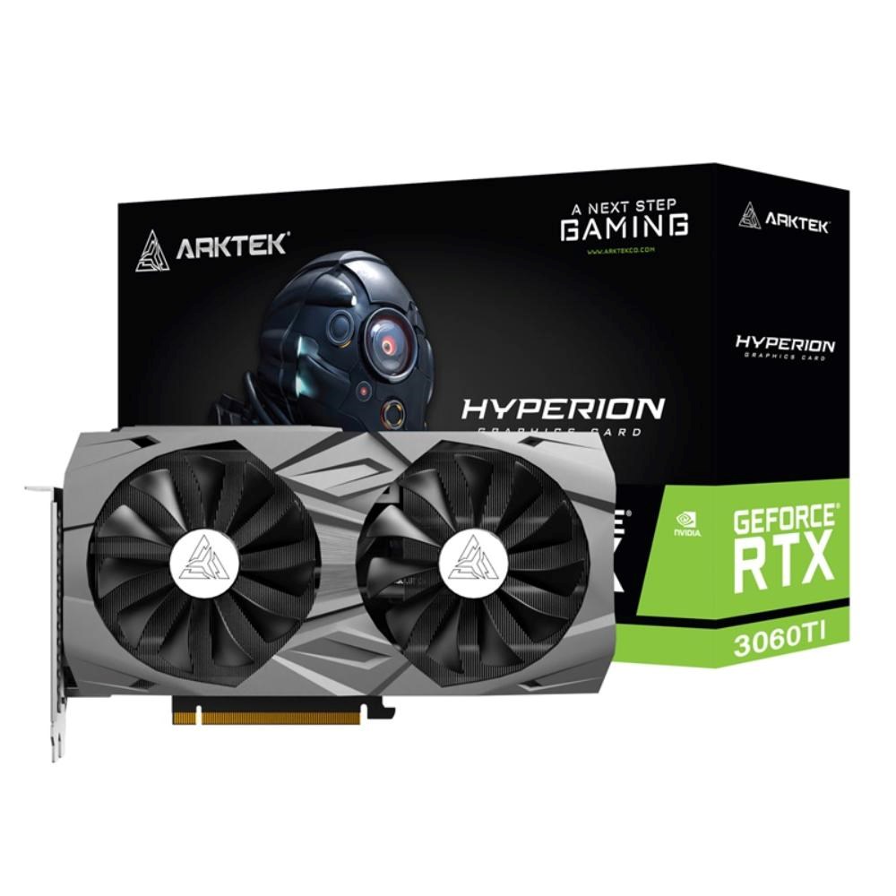 Meta ARKTEK VGA NVIDIA GeForce RTX 3060 Ti Hyperion 8GB, RTX 3060 Ti, 8GB GDDR6, 3xDP, 1xHDMI aprašymas - Prekės nuotrauka