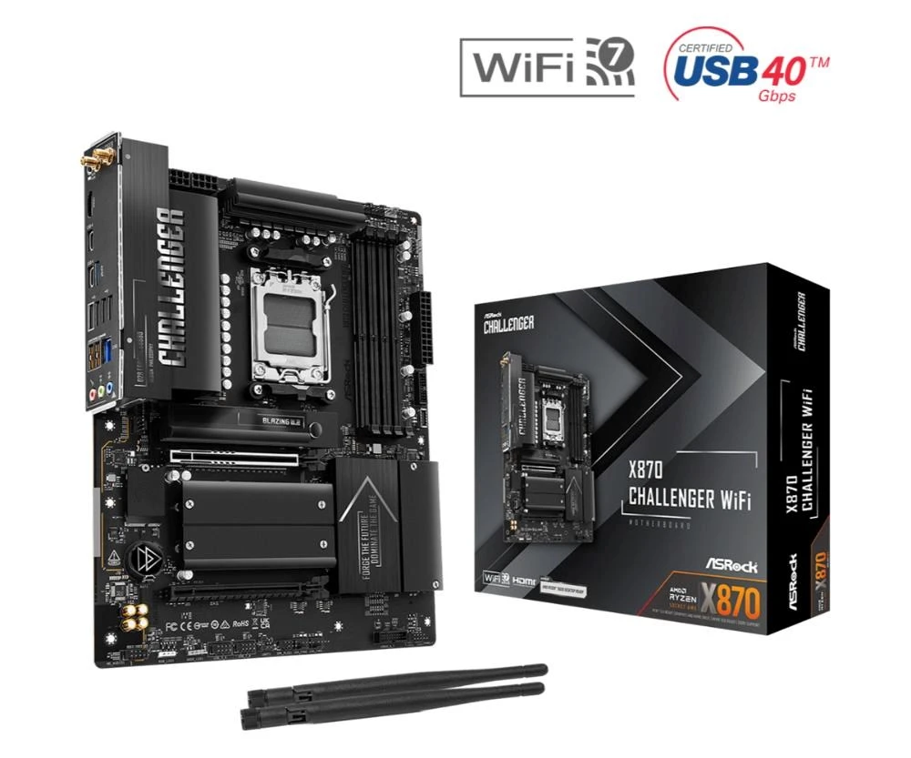 Pagrindinė plokštė ASRock X870 Challenger WiFi AM5 ATX HDMI/USB-C aprašymas - Prekės nuotrauka