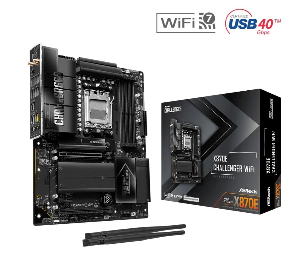 Pagrindinė plokštė ASRock X870E Challenger WiFi AM5 ATX HDMI/USB-C aprašymas - Prekės nuotrauka
