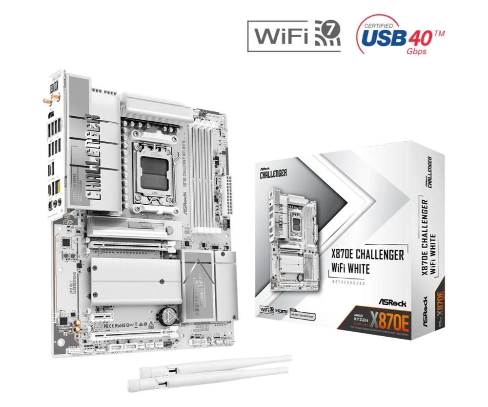 Pagrindinė plokštė ASRock X870E Challenger WiFi Baltas AM5 ATX HDMI/USB-C D aprašymas - Prekės nuotrauka