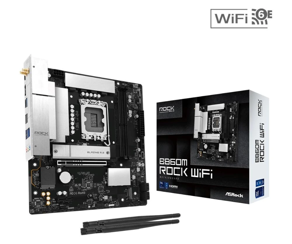 Pagrindinė plokštė Asrock B860M Rock WiFi Intel B860 LGA 1851 (Socket V1) micro ATX aprašymas - Prekės nuotrauka