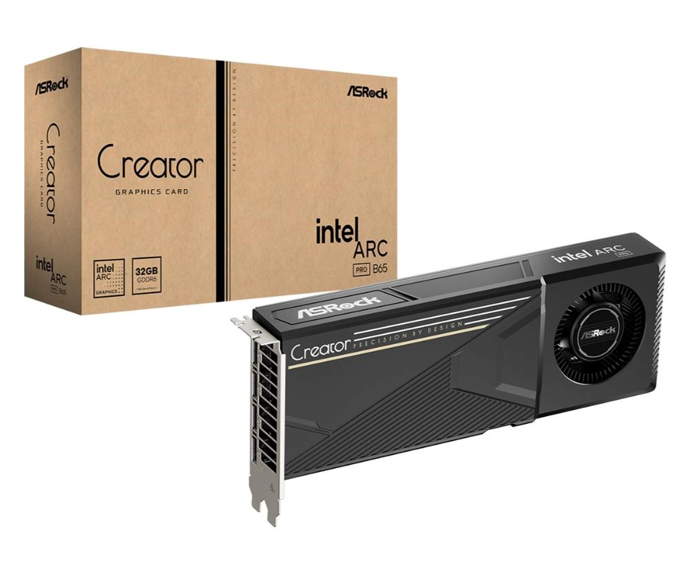 Pagrindinė plokštė ASRock VGA Intel Arc Pro B65 Creator 32GB, Pro B65, 32GB GDDR6, 4xDP aprašymas - Prekės nuotrauka