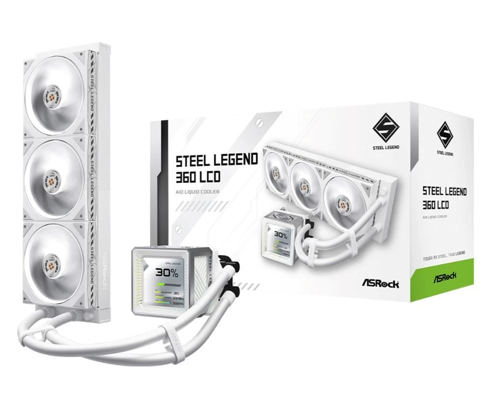 Chłodzenie wodne ASRock Steel Legend 360 LCD aprašymas - Prekės nuotrauka