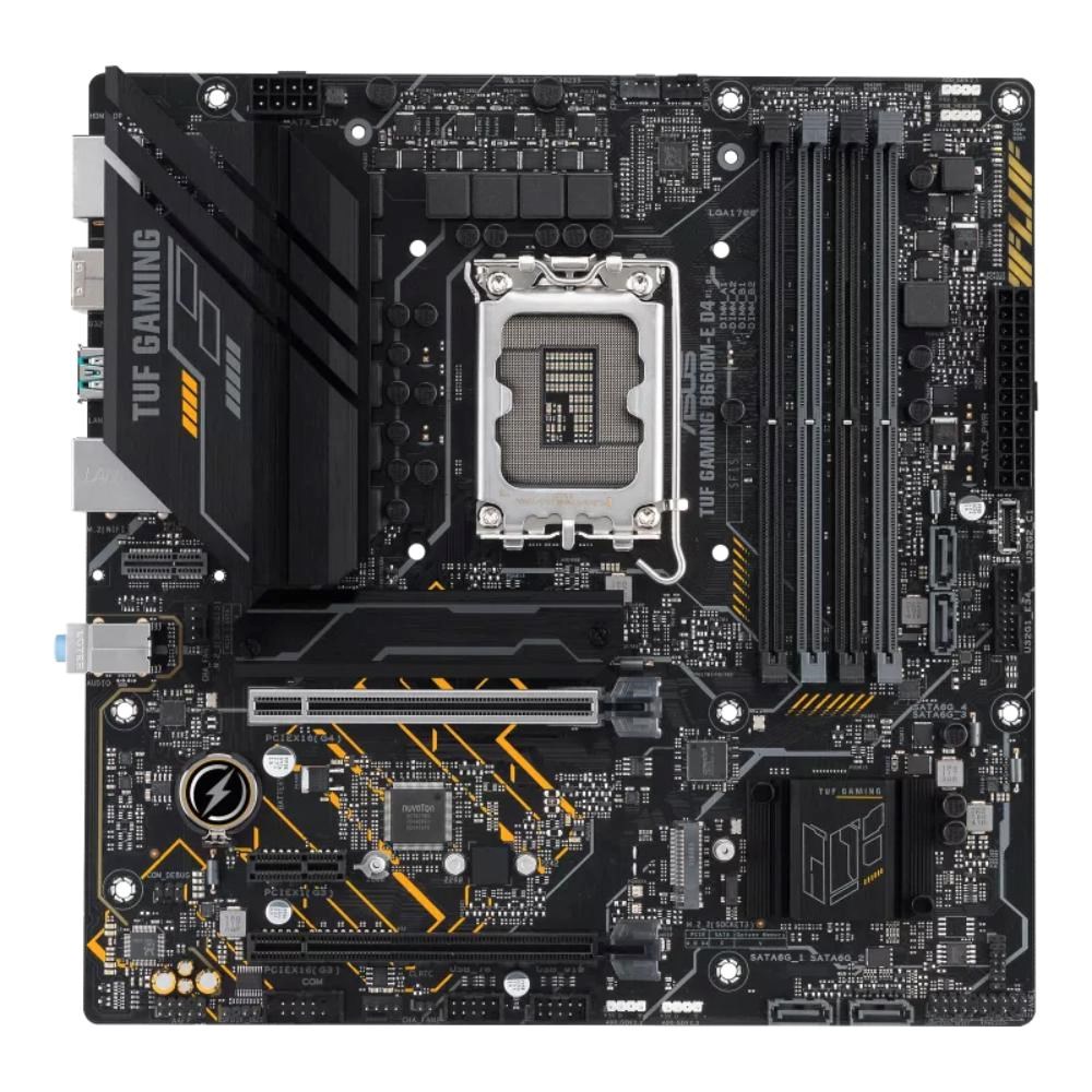 ASUS MB Sc LGA1700 TUF GAMING B660M-E D4, Intel B660, 4xDDR4, 1xHDMI, 1xDP, mATX aprašymas - Prekės nuotrauka